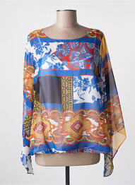 Blouse légère et transparente manches 3/4 bleu BLEU D'AZUR femme