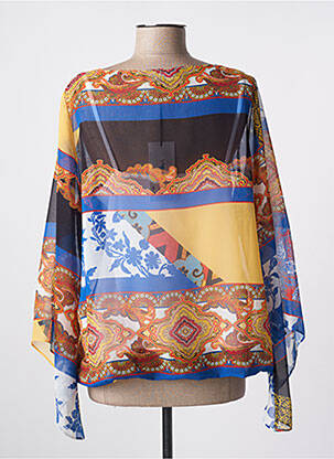 Blouse légère et transparente manches 3/4 bleu BLEU D'AZUR femme