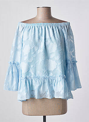 Blouse légère et transparente manches 3/4 bleu LESLIE femme