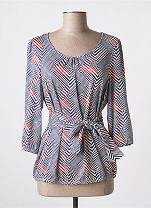 Blouse col rond manches 3/4 bleu K-DESIGN femme