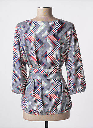Blouse col rond manches 3/4 bleu K-DESIGN femme