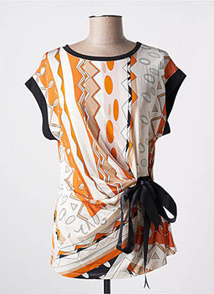 Tunique manches courtes coupe cintrée orange ELEONORA AMADEI femme