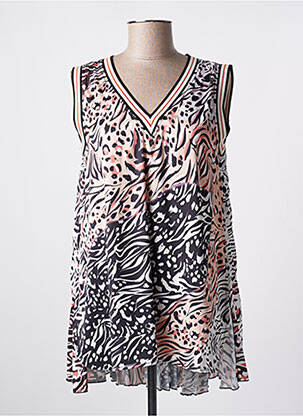 Top col v sans manche beige LESLIE femme