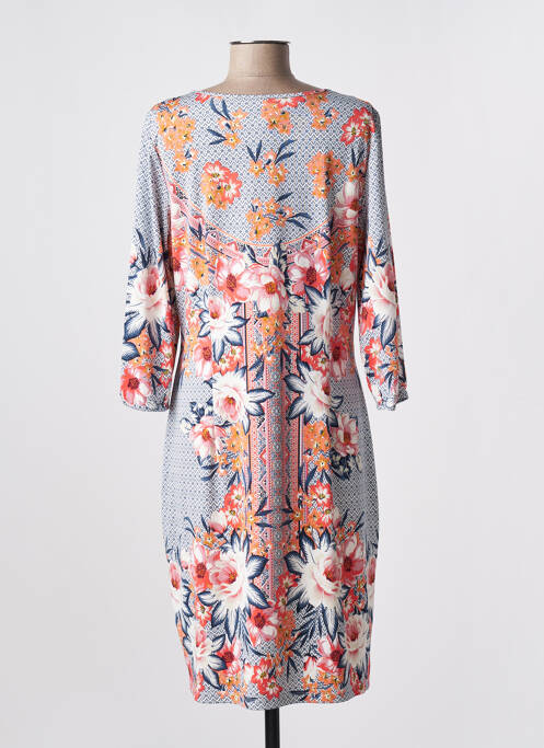 Robe mi-longue coupe fluide manches 3/4 bleu K-DESIGN femme