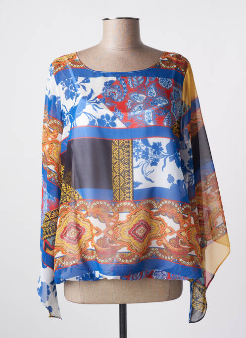 Blouse légère et transparente manches 3/4 bleu BLEU D'AZUR femme