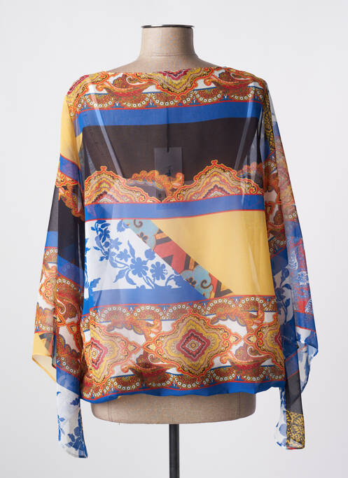 Blouse légère et transparente manches 3/4 bleu BLEU D'AZUR femme