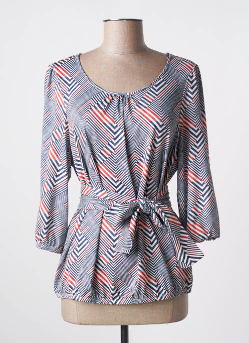 Blouse col rond manches 3/4 bleu K-DESIGN femme