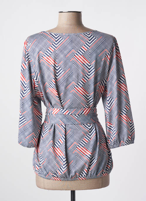 Blouse col rond manches 3/4 bleu K-DESIGN femme