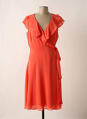 Robe mi-longue tissage crêpe manches courtes rouge MICHAELA LOUISA femme