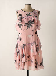 Robe mi-longue coupe fluide manches courtes rose FUEGO WOMAN femme