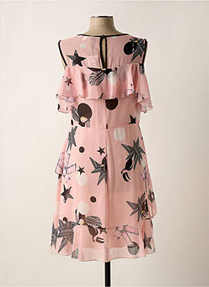Robe mi-longue coupe fluide manches courtes rose FUEGO WOMAN femme