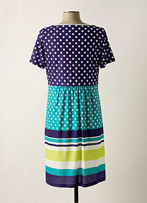 Robe mi-longue coupe fluide manches courtes bleu POUPEE CHIC femme
