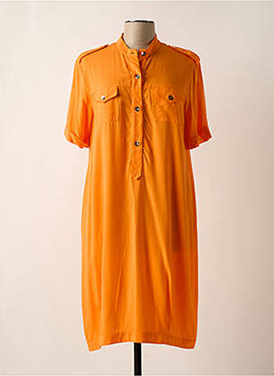 Robe mi-longue coupe fluide manches courtes orange ELEONORA AMADEI femme
