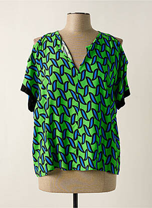 Blouse tissage popeline manches courtes vert ELEONORA AMADEI femme