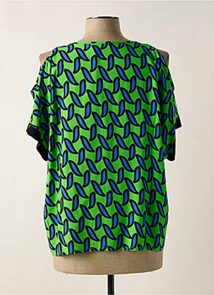 Blouse tissage popeline manches courtes vert ELEONORA AMADEI femme