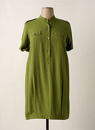 Robe mi-longue coupe fluide manches courtes vert ELEONORA AMADEI femme