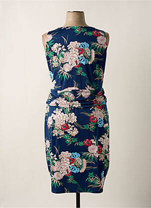 Robe mi-longue imprimé fleurs sans manche bleu K-DESIGN femme