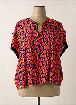 Blouse tissage popeline manches courtes rose ELEONORA AMADEI femme
