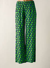 Pantalon large tissage popeline taille normale vert ELEONORA AMADEI femme