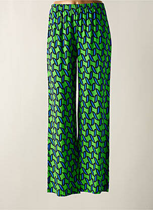 Pantalon large tissage popeline taille normale vert ELEONORA AMADEI femme