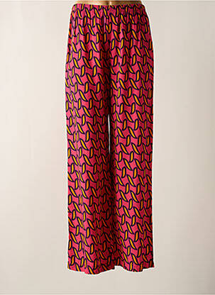 Pantalon large tissage popeline taille normale rose ELEONORA AMADEI femme