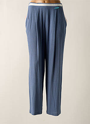 Pantalon droit tissage crêpe taille haute bleu POUPEE CHIC femme