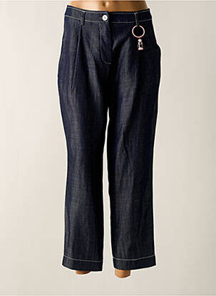 Pantalon 7/8 taille haute taille haute bleu POUPEE CHIC femme