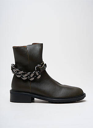 Bottines/boots matière lisse talon plat jusqu'à 3cm vert URBAN femme
