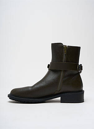 Bottines/boots matière lisse talon plat jusqu'à 3cm vert URBAN femme