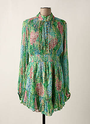 Robe courte coupe évasée manches longues vert IBANA femme
