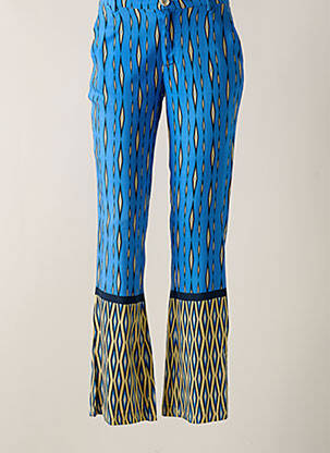 Pantalon flare taille élastique taille haute bleu STORIATIPIC femme