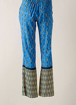Pantalon flare taille élastique taille haute bleu STORIATIPIC femme