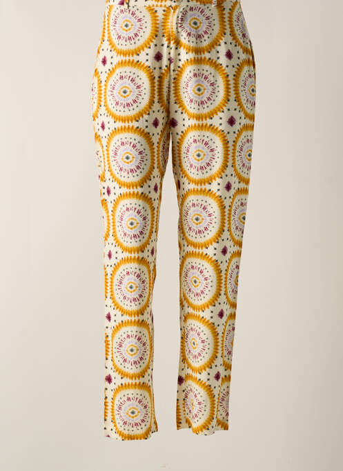 Pantalon droit tissage popeline taille haute jaune STORIATIPIC femme