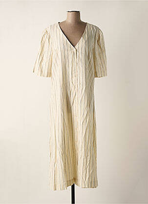 Robe longue manches courtes manches courtes beige ICHI femme
