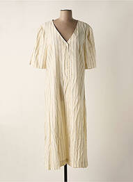 Robe longue manches courtes manches courtes beige ICHI femme