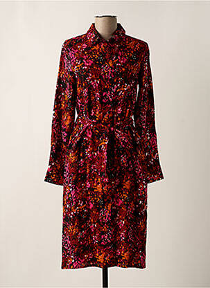 Robe mi-longue coupe fluide manches longues orange OBJECT femme