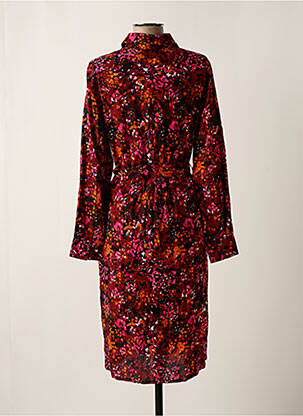 Robe mi-longue coupe fluide manches longues orange OBJECT femme