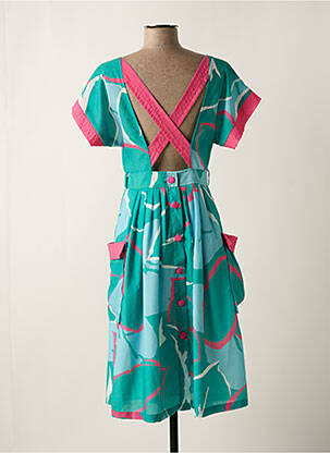 Robe mi-longue imprimé fantaisie manches courtes vert LILI SIDONIO femme