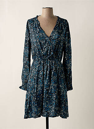 Robe mi-longue imprimé fleurs manches longues bleu VILA femme