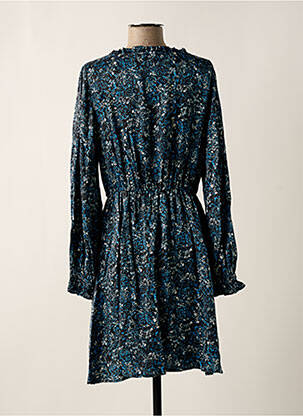 Robe mi-longue imprimé fleurs manches longues bleu VILA femme