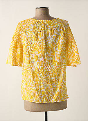 Chemisier tissage crêpe manches courtes jaune VILA femme