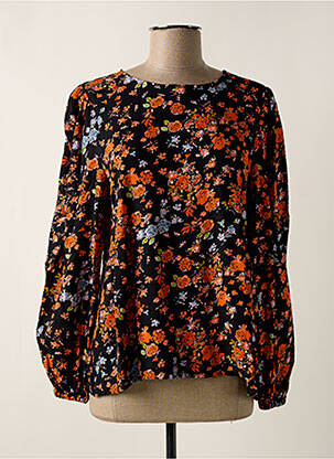 Blouse tissage popeline manches longues noir ICHI femme