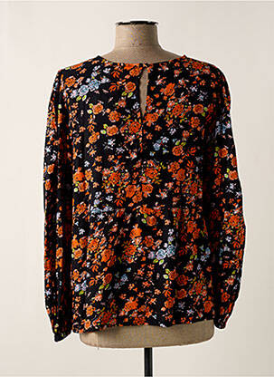 Blouse tissage popeline manches longues noir ICHI femme