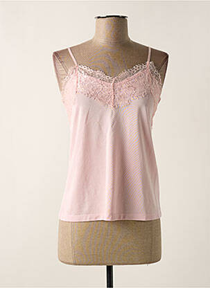 Top coupe cintrée fines bretelles rose ICHI femme