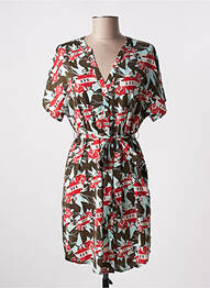 Robe mi-longue coupe fluide manches courtes vert LPB femme