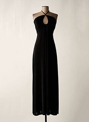 Robe longue coupe cintrée fines bretelles noir RELISH femme