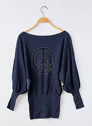 Pull col bateau manches longues bleu SHK MODE femme