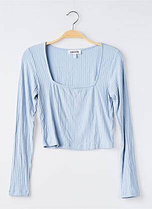 Top col carré manches longues bleu EDITED femme