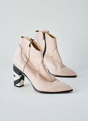 Bottines/boots matière lisse talon de 7 à 9cm rose TANYA HEATH femme