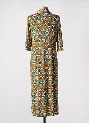 Robe mi-longue coupe fluide manches courtes vert BARANDI femme